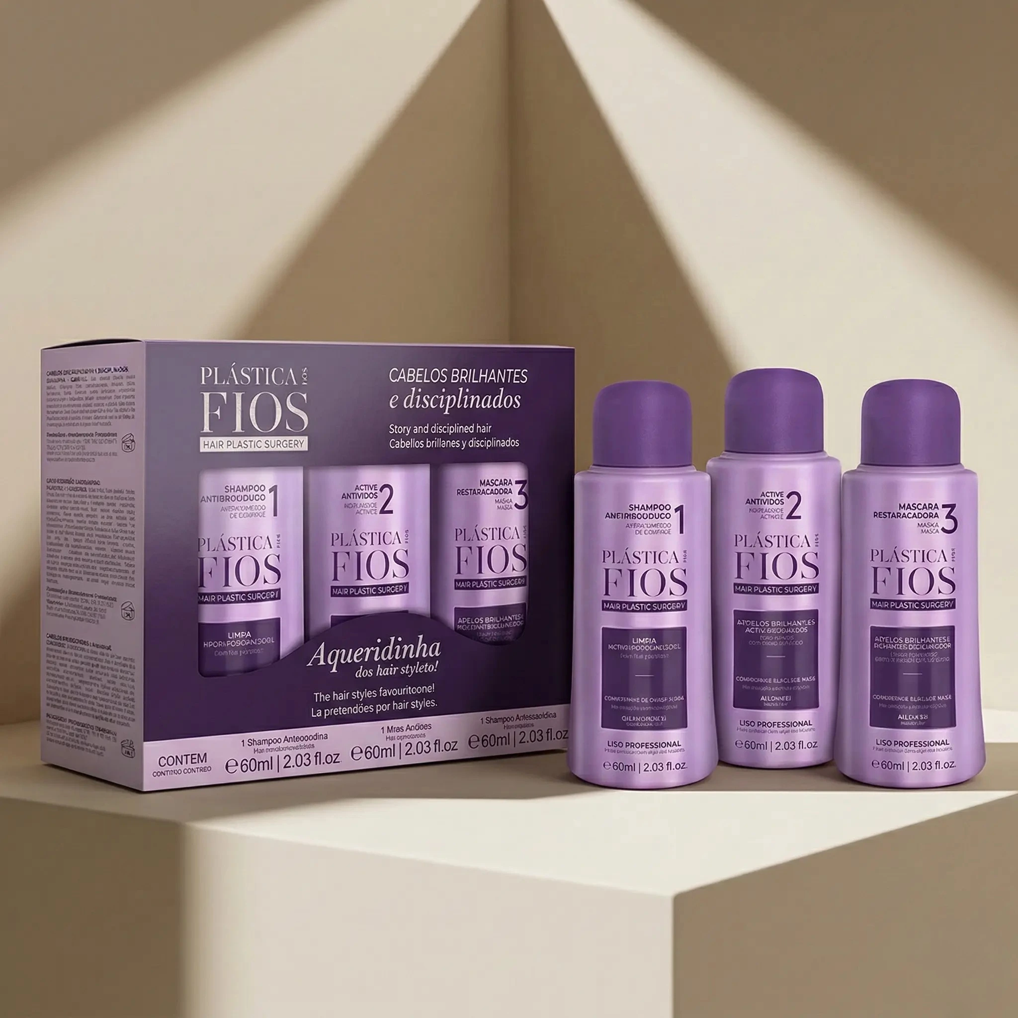 Kit Alisado Cadiveu Plástica Dos Fios Mini 3x60ml